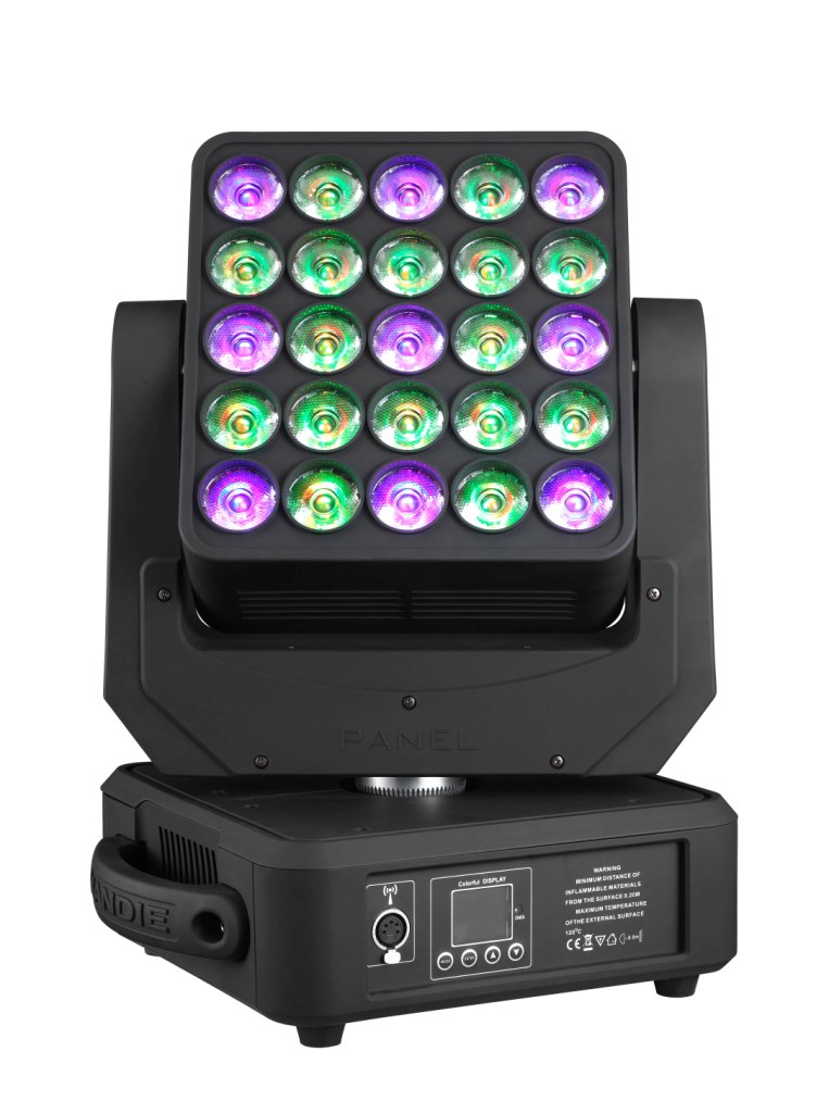LED Moving Head:Pixel mapping, 25x15w RGBW, infinity pan tilt, letter and number